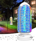 Bug Zapper Outdoor with Colorful Lighting and Auto-Sensing, 3 in 1 Cordless 4000mAh Battery Electric Fly Trap, Rechargeable Mosquito Zapper for Camping, Patios, Garden, Kitchen (2Pack-Grey)