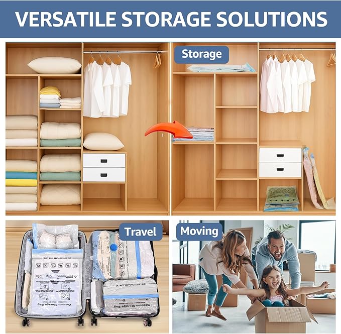 BoxLegend Vacuum Storage Bags with Large Hand Pump 30 Combo (4 Jumbo, 10 Large, 10 Medium, 6 Small) Thickened Vacuum Seal Bags for Clothing Space Saving for Clothes Pillow Comforters Bedding
