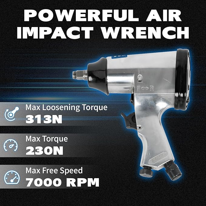 71-Piece Air Tool Kit, 1/2" Impact Wrench, 150mm Hammer, 1/4" Die Grinder, Ratchet Wrench, Air Compressor Tools with Full Accessories for Mechanics