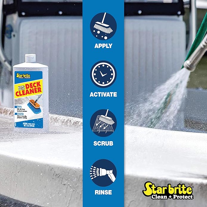 STAR BRITE Non-Skid Deck Cleaner & Protectant Ultimate Boat Deck Wash - Protects Against Future Stains & UV - Ideal for Fiberglass, Vinyl, Plastic, Painted & Metal Surfaces