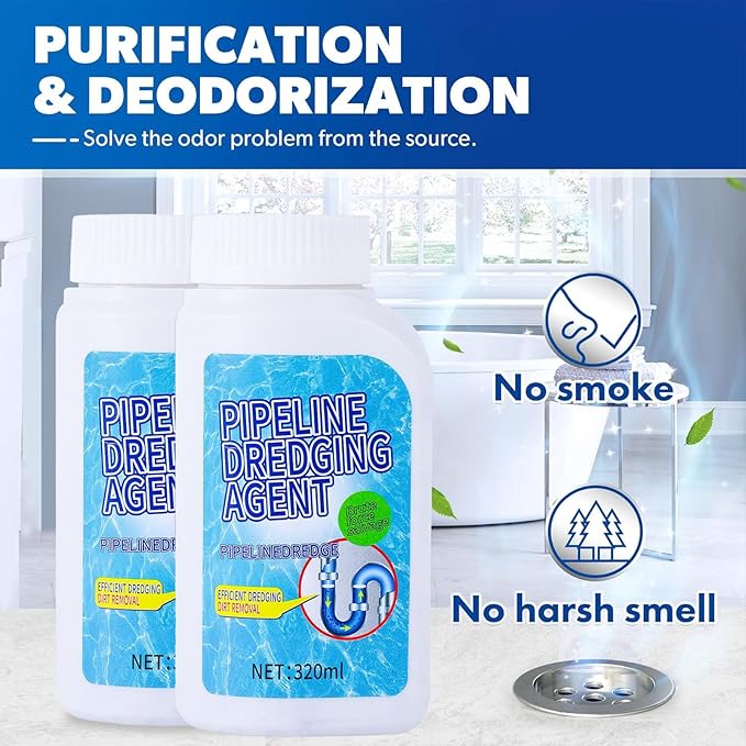 2PC Drain Clog Remover, Pipeline Dredging Agent, Powerful Quick Cleaning Drain Toilet Cleaner Tool, Unclog Toilet Clog And Kitchen Sink Pipe Unblocker Powder