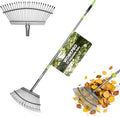 WORKPRO Rakes, Small Leaf Rake with 73” Adjustable Long Handle, Narrow Metal Garden Rake with 25 Steel Tines, Heavy Duty Rust-Resistant Lawn Rakes for Yard, Garden, Shrubs, Flower Beds & Tight Spaces