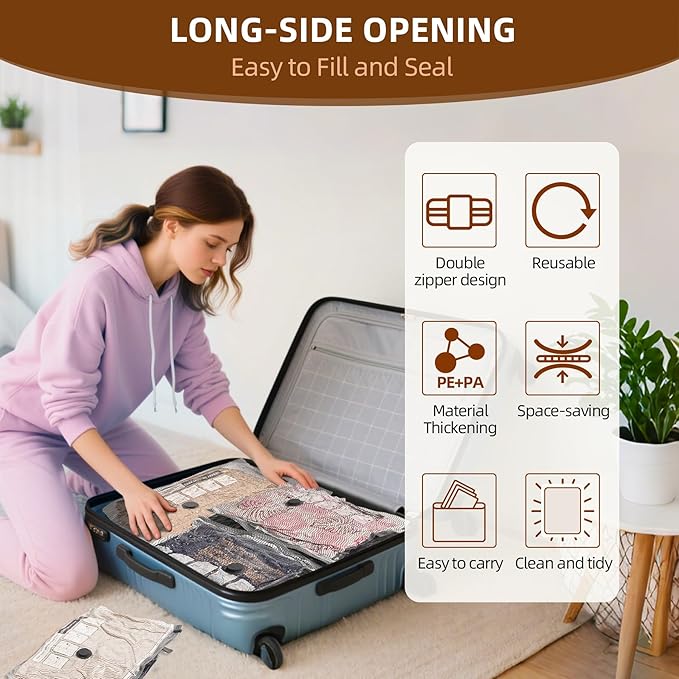 18 Pack Travel Vacuum Bags for Clothing with Electric Pump,Vacuum Travel Bags,Compression Packing Cubes for Luggage,Carry-on Space Saver Storage Bags for Cruise