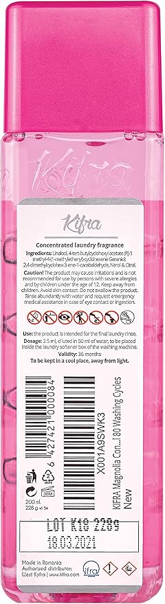 KIFRA MAGNOLIA Concentrated Laundry Fragrance 6.76 Fl Oz 200ml 80 Washing Cycles