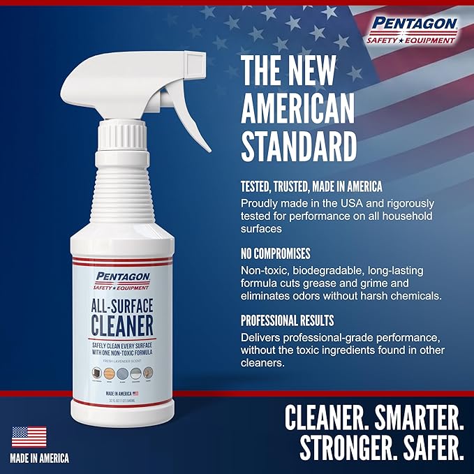 PENTAGON SAFETY EQUIPMENT All Surface Cleaner Spray (32oz) – Non-Toxic, Streak-Free & Alcohol-Free | Safe for Electronics, Glass, Kitchen & Bathroom | Family-Safe Formula, Made in USA
