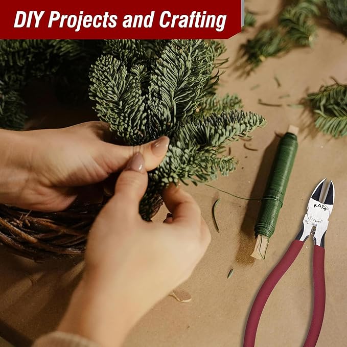 KATA 6-Inch Flush Cut Wire Cutters, Heavy Duty Side Cutter Pliers with Safety Cap, Sharp Snips for Crafting, Zip Ties, Floral Wire, Electrical, Jewelry, Chicken Wire, Artificial Flowers, 2 Pack