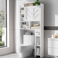 Meilocar Over the Toilet Storage Cabinet, Freestanding Storage Cabinet Over Toilet, Bathroom Storages Organizer Cabinets with Toilet Paper Holder Stand and Adjustable Shelf, White