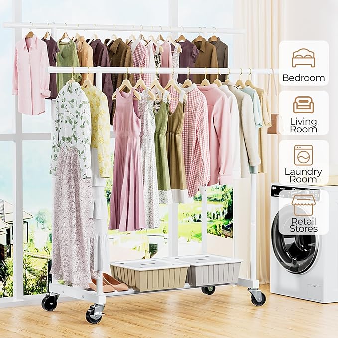 Abiglifty Double Rods Clothes Rack