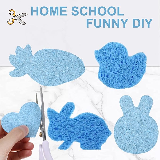 Zhengmy 100 Pieces Sponges Bulk Sponges Kitchen Compressed Sponge Natural Dish Sponge Compressed Wood Pulp Cleaning Without Scratching for Kitchen Bathroom, 3.9 x 2.4 x 0.12 Inch (Blue)