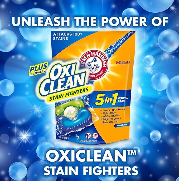 ARM & HAMMER plus OxiClean 5-in-1 Power Paks, 40 Count (Packaging may vary)