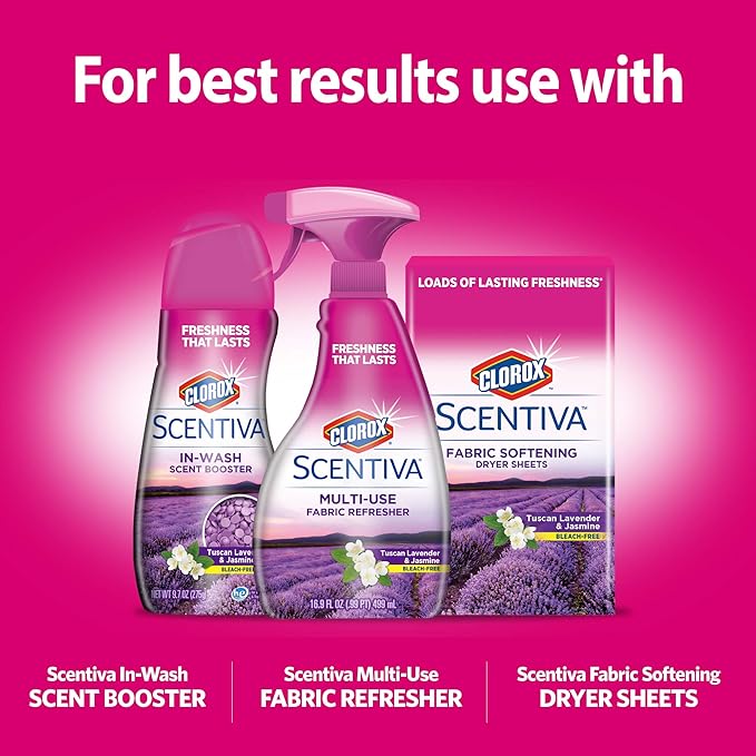 Clorox Scentiva Liquid Fabric Softener Fabric Conditioner Beautiful Tuscan Lavender & Jasmine Scent Fabric Softener with Great Smell 41 Fluid Ounce Bottle (Pack of 6)