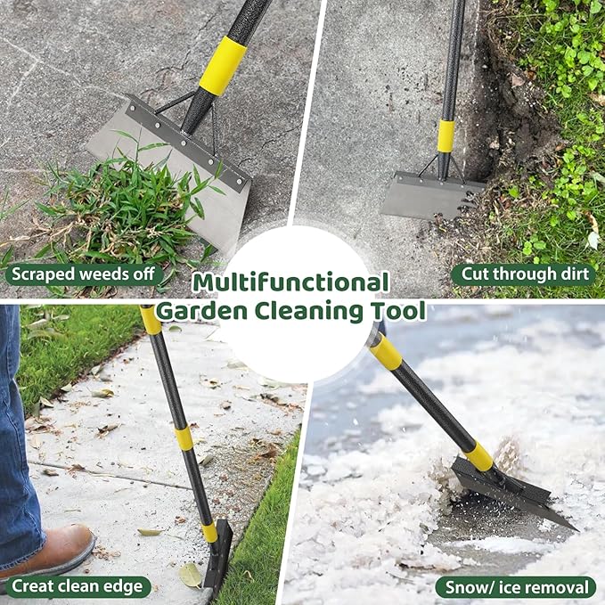 Garden Flat Shovel,74" Ice Scraper for Driveway Sidewalks, Floor Ice Snow Removal Tool for Outdoor Garden, Multifunctional Graden Shovel for Lawn Edging Weeding Chopping