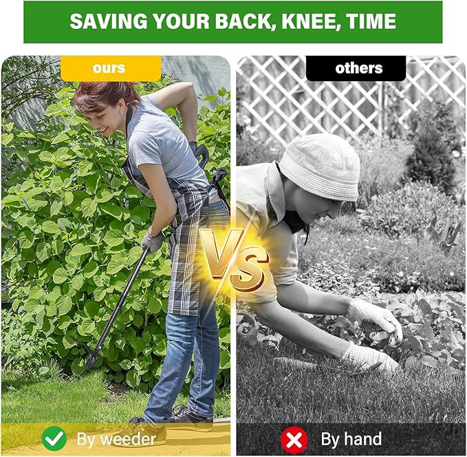 Weed Puller Tool, 4 Claw Stand Up Manual Weeder, Heavy Duty Weeding Tool with 60 inch Long Handle,Steel Head,Uprooting Dandelion Removal Gardening Tools for Farm Lawn Grass Removal
