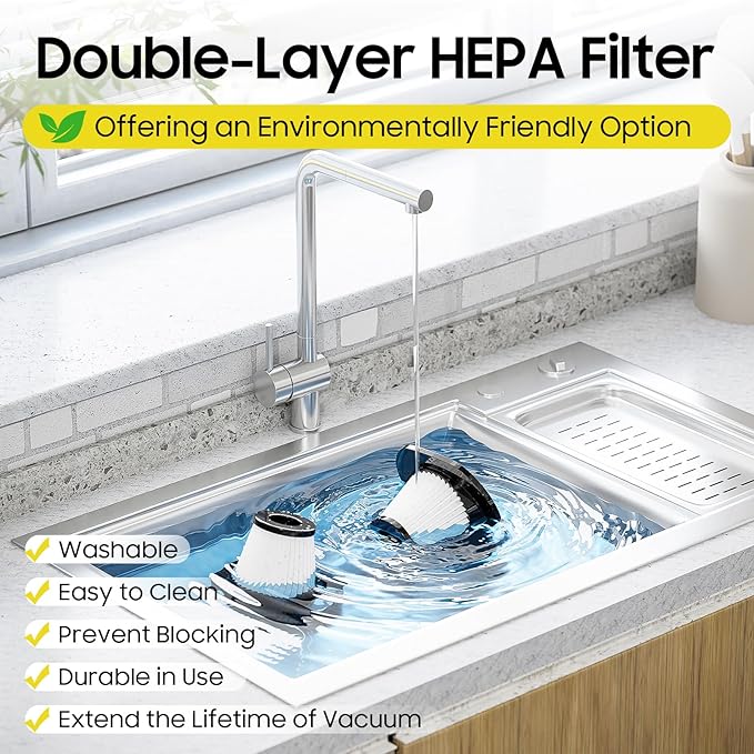 Cordless Hand Held Vacuum Cleaner Rechargeable - Portable Handheld Vcauum Lightweight & Low Noise, Washable Filter, Easily Clean Dust & Hair Fastly, Suit for Car/Home/Office
