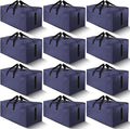 HOMESURE 12 Pack Large Strong Moving Bags with Zippers & Carrying Handles - Water-Resistant - Heavy Duty Storage Tote for Space Saving, Fold Flat, Alternative to Moving Box (Blue)