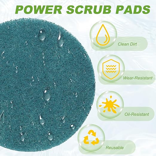 Power Scrub Pads, Scrubbing Pads 1500 Grits Scouring Discs - Fitting for (Home Kitchen Cleaning - Drill Attachment - Scrubber Replacement) 8 Pcs & 4 Inch & Blue
