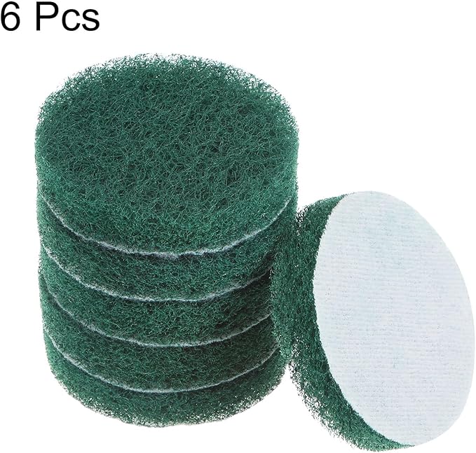HARFINGTON 6pcs Drill Power Brush 3 inch Tile Scrubber Scouring Pads 180-240 Grit for Bathroom Kitchen Household Cleaning