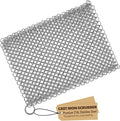 TOPULORS Cast Iron Scrubber 316 Stainless Steel Skillet Cleaner 8"x6" Chainmail Scrubber Scraper Chain Mail Link Scrub for Cast Iron Pre-Seasoned Pans, Griddles, BBQ Grills, and Pot Cookware Cleaning