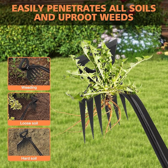 2025 New Weed Remover Tool, Multifunctional Hand Weeder Tool, Portable Garden Weeding Tools, Weeding Artifact Uprooting Weeding Tool for Yard and Garden (11 Tines)