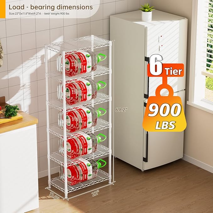 Golpart 5 tire Shelves Storage Wire Shelving Unit Metal Shelf Adjustable Organizers Storage Shelving with Wheels for Bathroom Laundry Room Kitchen Pantry12”D x 22”W x 69”H White