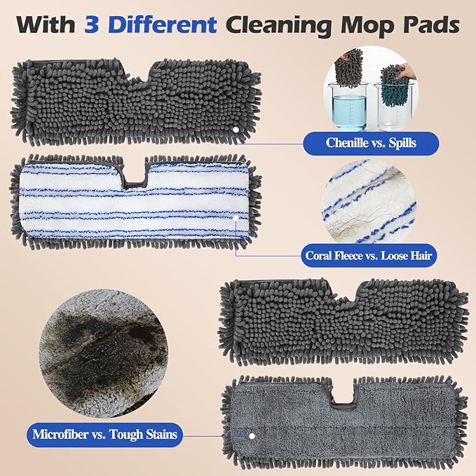 Two Sided Dust Mop Floor Cleaning System, MASTERTOP 360 Microfiber Mop with Stainless Steel Handle,Wet Dry Mop,Flat Flip Mops for Hardwood, Laminate, Vinyl, Tiles,4 Washable Mops Pads