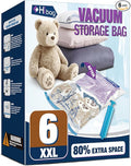 XXL Jumbo 47''X35'' Vacuum Storage Space Bags Extra Large for Blanket Bedding Comforters with Hand Pump (6 Pack)