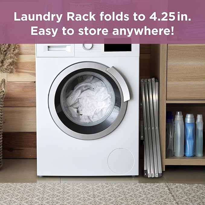 BLACK+DECKER 4-Tier Expandable Collapsible Clothes Drying Rack, Telescopic Height, Foldable Space-Saving Laundry Air Dryer for Towels, Shirts & Delicates – Durable Steel, No Tools Needed