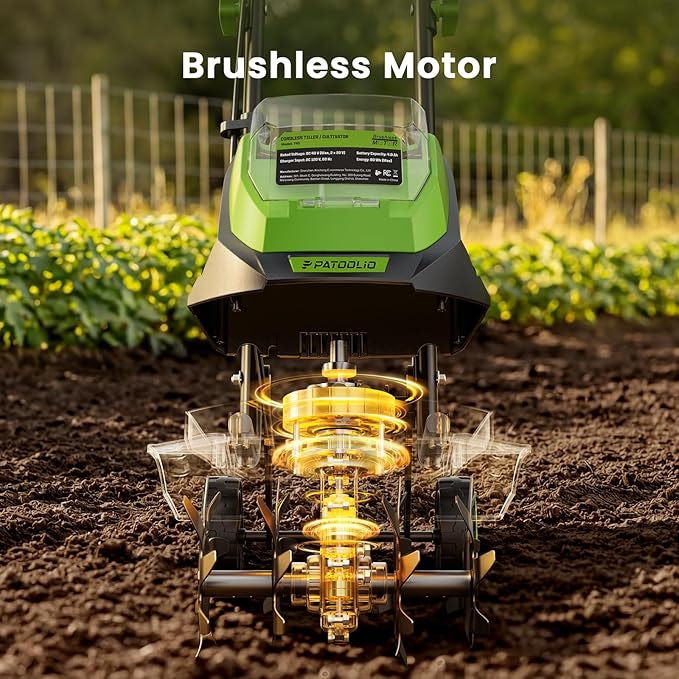 20V Battery Tiller for Gardening, Cordless Electric Tiller Cultivator with 2×4.0Ah Batteries, 14" Tilling Width, 8.7" Depth, 48 Steel Tines Rototiller for Soil Cultivation