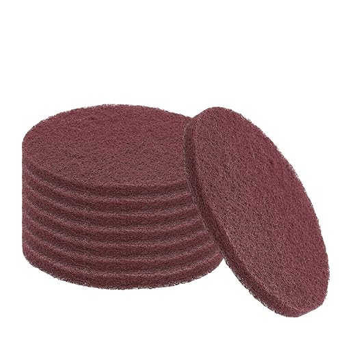 uxcell 8Pcs Scrubber Scouring Pad, 5 Inch 800 Grits Drill Power Brush Hoop and Loop Scrub Pads Discs Polishing Pad for Household Furniture Automotive Cleaning, Dark Red