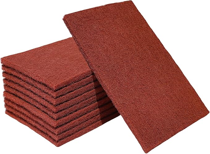 Premium 10 Pack 6" x 9" Red General Purpose Scuff Pads - Scuffing, Scouring, Sanding, Paint Primer Prep Adhesion Scratch - Surface Preparation Automotive Car Auto Body Woodworking Wood (400 Grit)