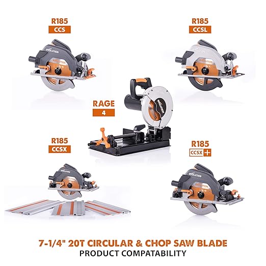 Evolution Power Tools RAGEBLADE 7-1/4-Inch Multipurpose Cutting Blade for Steel, Aluminum, Wood and Plastics