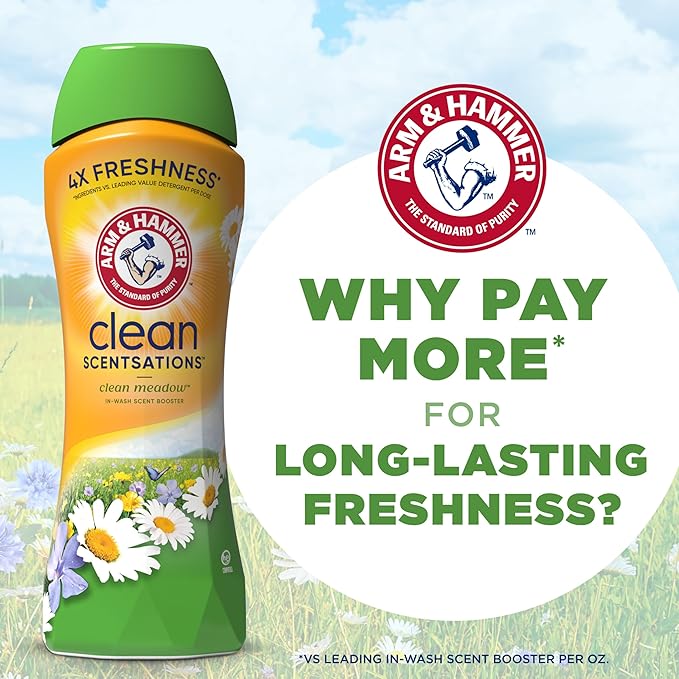 ARM & HAMMER Clean Scentsations In-Wash Scent Booster, Laundry Scent Booster Clean Meadow scent, 24 Oz