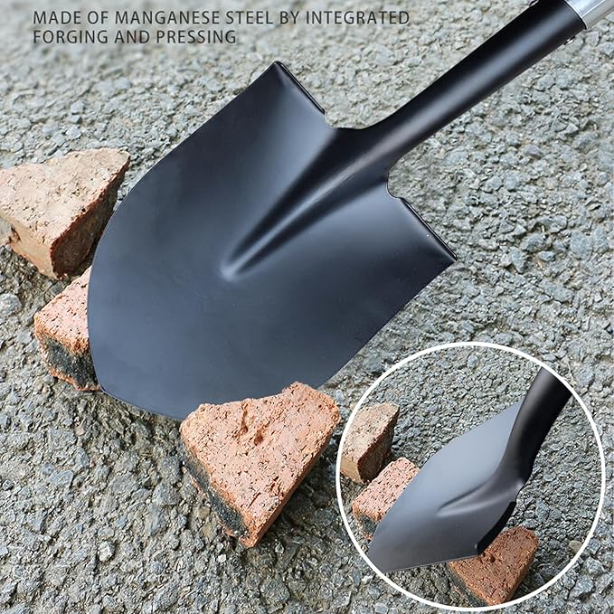 Shovel for Digging, Heavy Duty 57 inch Straight Handled Round Shovel with Non-Slip Tail Cover, Lawn and Yard Tools, Fiberglass Handle(Orange)