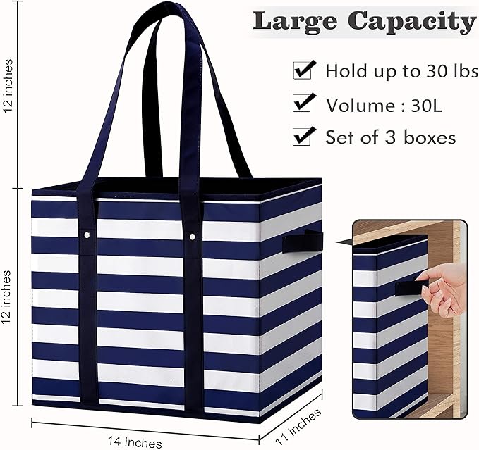 WISELIFE 2 Pack Reusable Grocery Bags Large Water Resistant Grocery Collapsible Heavy Duty Tote Bags for Shopping Picnic