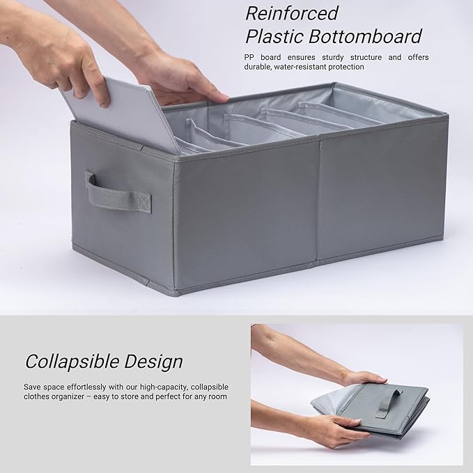 2 Pack Large Wardrobe Closet Organizer - Drawer Organizer Clothes, Efficient Jeans Organizer for Closet, Versatile Closet Organizers and Storage (Dark Grey, 17.7" L x 9.8" W x 7.1" H)
