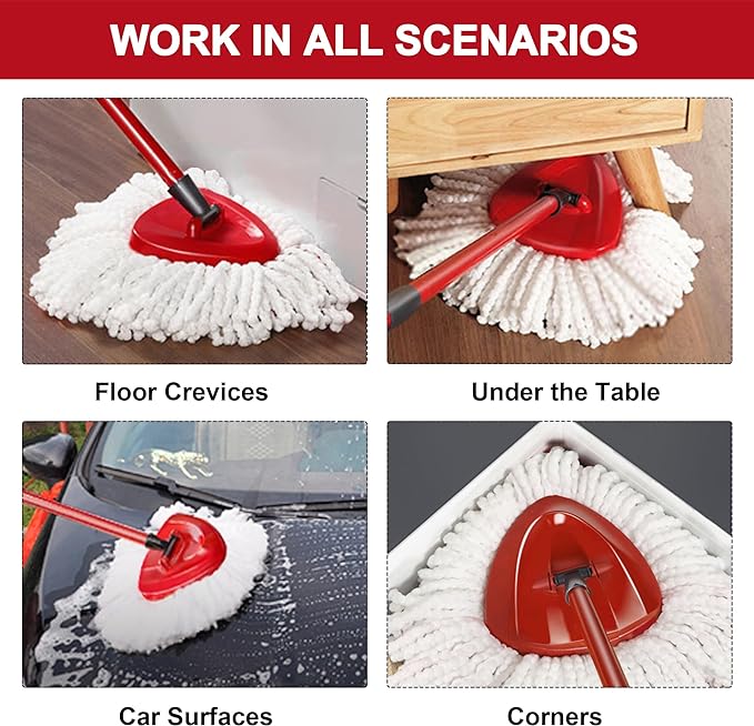 O-Ceda Easy Wrin Spin Mop Replacement - 8 Pack Microfiber Spin Mop Heads, Easy Cleaning Refills
