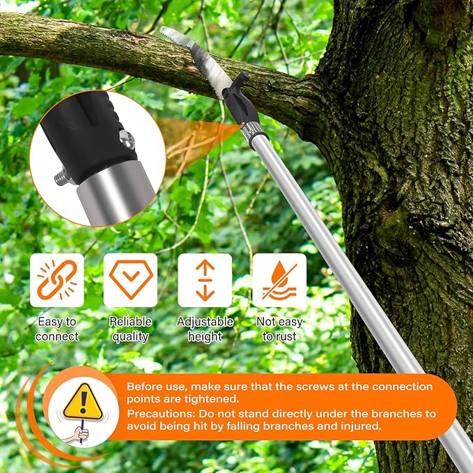 Manual Pole Saws for Tree Trimming,Reach 26 FT Telescoping Pole Saws with Long Pole,Tree Saw with 19" 3X Detachable Saw,Non-Slip Handle and Gloves,Tree Trimmer for Yard Garden Tree Palm Shrub