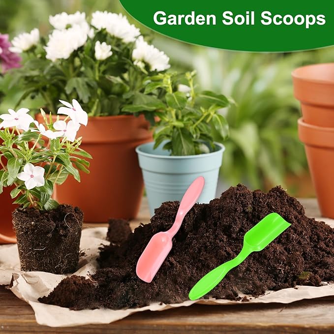 20-Pack Mini Gardening Shovel Spoons, Plastic Garden Soil Scoops for Cultivation Digging Transplanting/Flower Planting/Plant Succulent, Colorful Small Gardening Tools [Pink, Green]