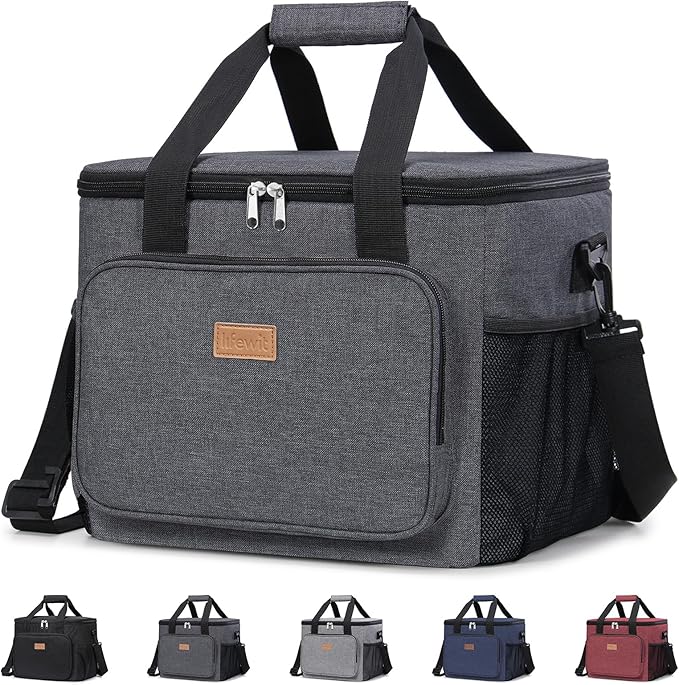 Lifewit Large Lunch Bag, Insulated Lunch Box, Soft Cooler Cooling Tote for Adult Men Women, Dark Gray 40-Can (24L)