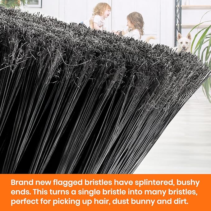 4 PK Soft Bristle Push Brooms for Sweeping Indoor/Outdoor Heavy Duty Commercial Broom for Shop Restaurant House Broom for Garage Kitchen Hardwood Tile Floor Cleaning