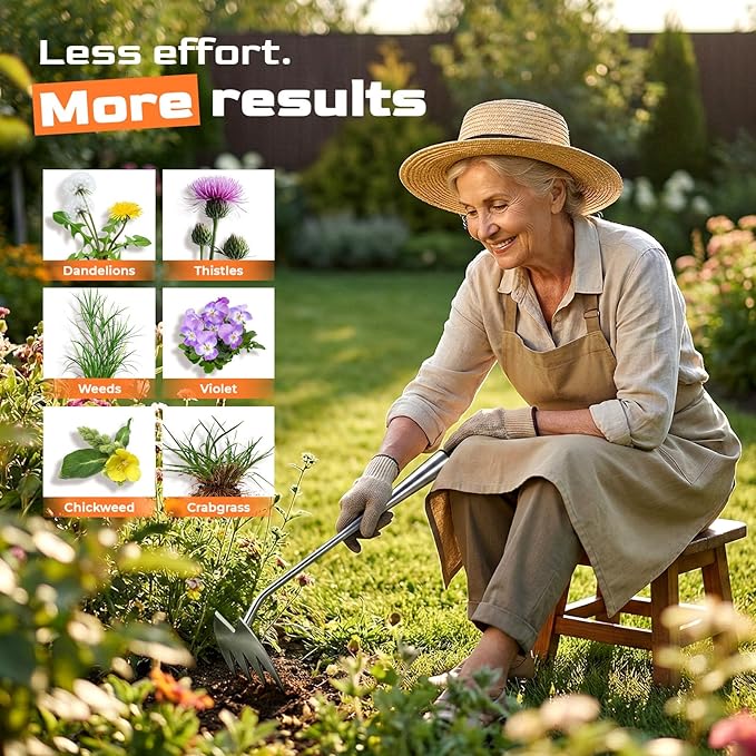 Upgraded Weed Puller Tool, 4-Tooth Manganese Steel Manual Weeders, Portable Garden Weed Remover Tools for Vegetable Gardening Backyard Farm Planting & Weeding