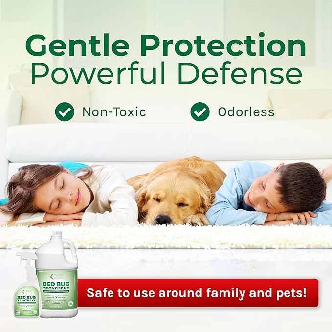 Hygea Natural Bed Bug & Lice Elimination Duo - Includes 24 Ounce Lice, Bed Bug & Mite Spray & 128 Ounce Refill - Child & Pet Friendly - Stain & Odor Free Spray