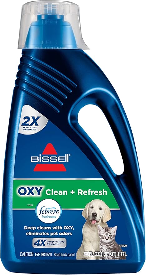 Bissell OXY Clean + Refresh with Febreze Carpet Cleaning Solution, for use in Leading Upright Carpet Cleaners, 60oz, Deep Cleans with Oxy, eliminates pet Odors