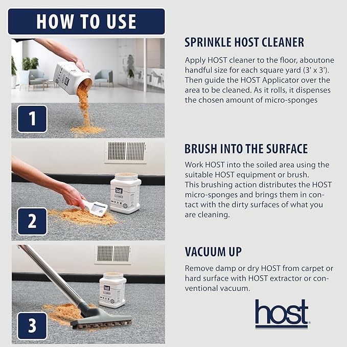 HOST® Dry Extraction Cleaner - Natural, Non-Toxic, Biodegradable Cleaning Compound for Carpets, Grouted Tile, and Textured Floors - Low Moisture Formula, Safe for People & Pets, 2.5 lb Shaker Jar