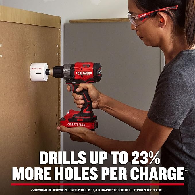 CRAFTSMAN V20 1/2 Inch Drill/Driver Kit with 2 Batteries and Charger (CMCD725D2)