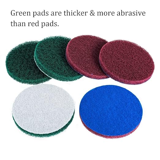 20 Pieces Scrub Pads Drill Power Brush Tile Scrubber Scouring Pads Cleaning Kit Including 2 Kinds of Abrasive Buffing Pads Replacement for Home Kitchen House Indoor Outdoor Cleaning (5 Inch)