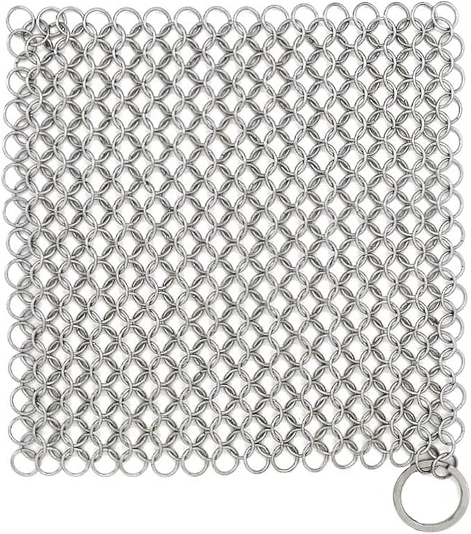 Zylark Cast Iron Scrubber Chain - Cast Iron Cleaner Scrubber - Chain Mail Scrubber Cast Iron - Chainmail Scrubber - Skillet Cleaner - Pan Scrubber for Cookware