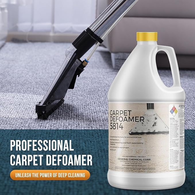 Carpet Defoamer 5814 -Foam Suppressant for Deep Rug Cleaner Machine & Floor Covering Shampooer for a Heavy-Duty Carpet Cleaner Solution, Neutral Non-Corrosive Silicone Emulsion 1 Gallon