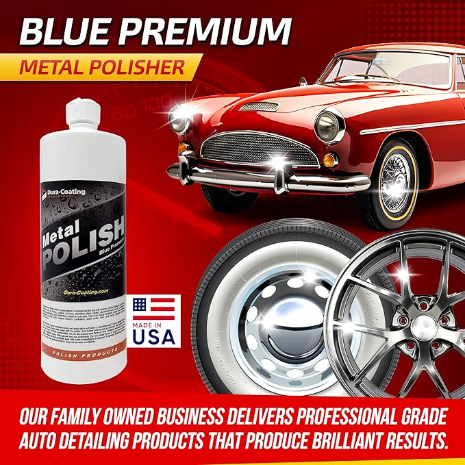 DURA-COATING TECHNOLOGY, Blue Premium Metal Polish - Perfect Brightener and Scratch Remover for Aluminum Wheels, Diamond Plate, Stainless Steel, Copper, Brass, & Nickel - (1/2 Gallon Bottle)