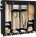 CASAMAYA Portable Closet, 66.9 Inch Large Capacity Wardrobe Closet with Cover, Clothes Storage Organizer with Shelves and 4 Hanging Rods, Easy to Assembly, Black PCT204B01